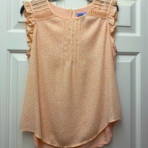 Vylette tank blouse, size L, ruffle sleeve accent